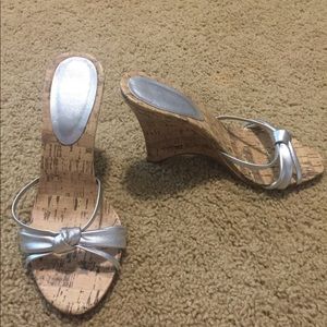 Aldo silver cork wedge. Sz 38